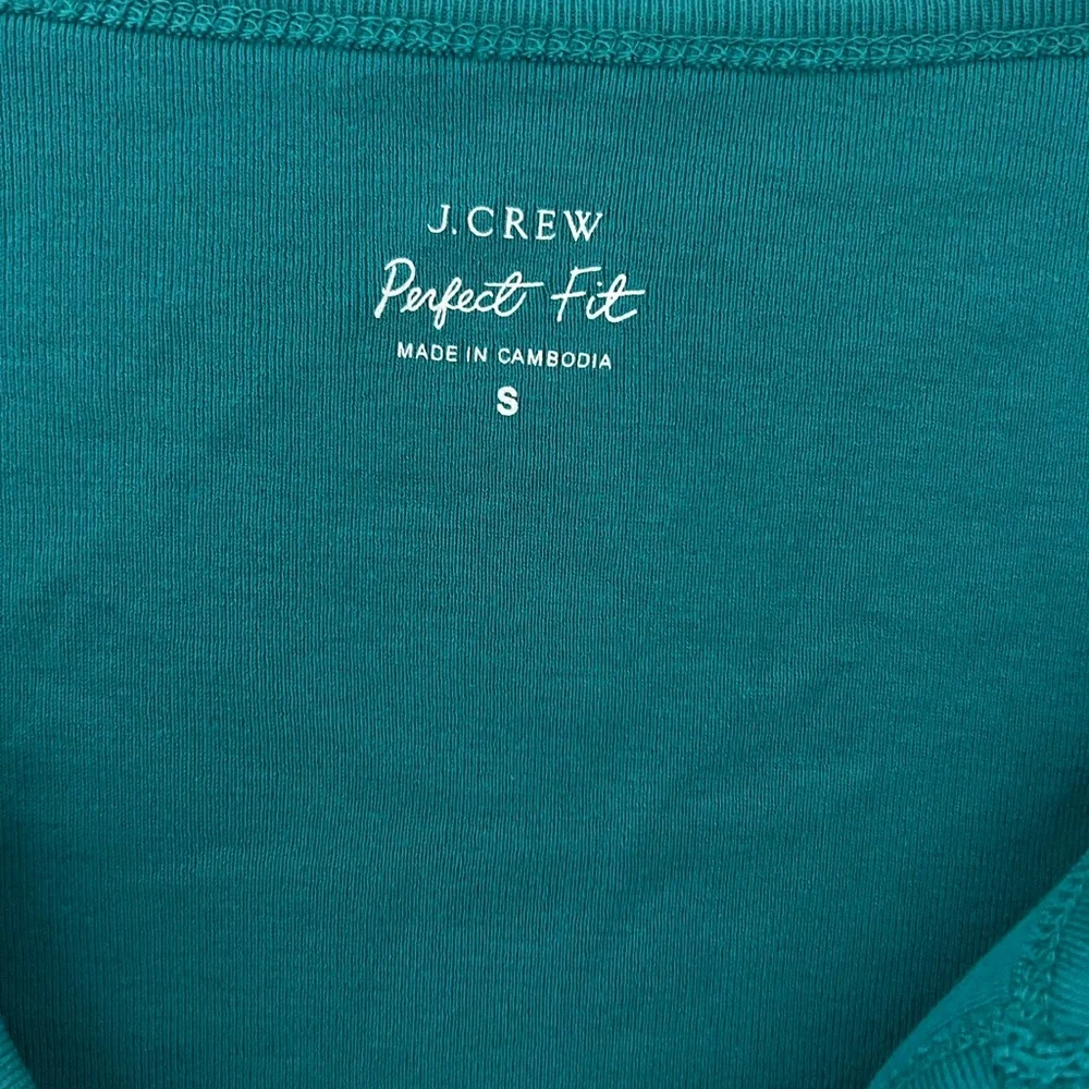 J. Crew Perfect Fit Teal Long Sleeve Henley Top size Small